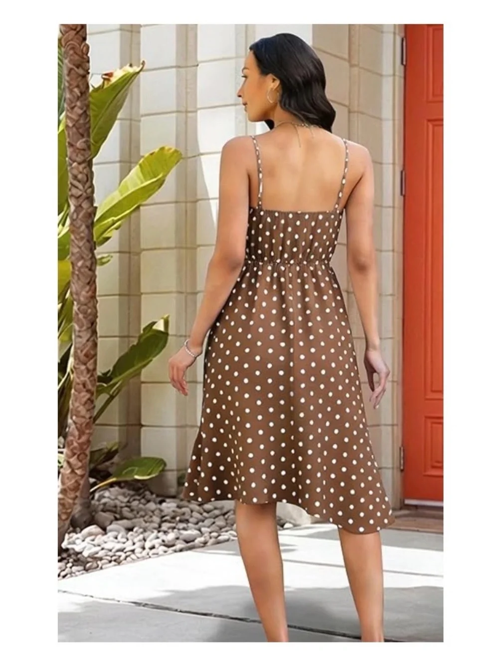 NWT Polka Dot Tie-Front Brown Sundress-S - Picture 9 of 16